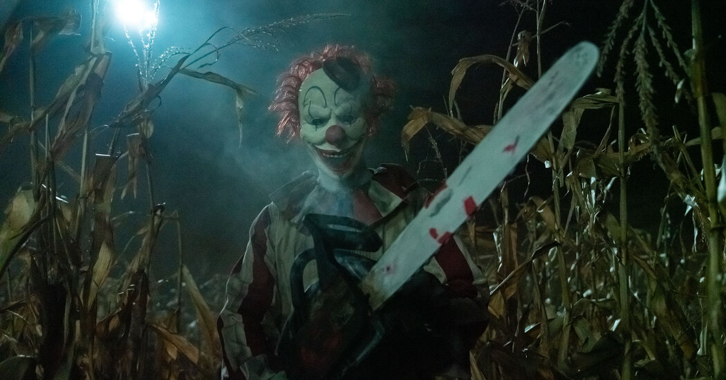 clown in a cornfield header