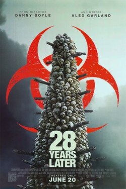 28 years later poster - a tower made of skulls